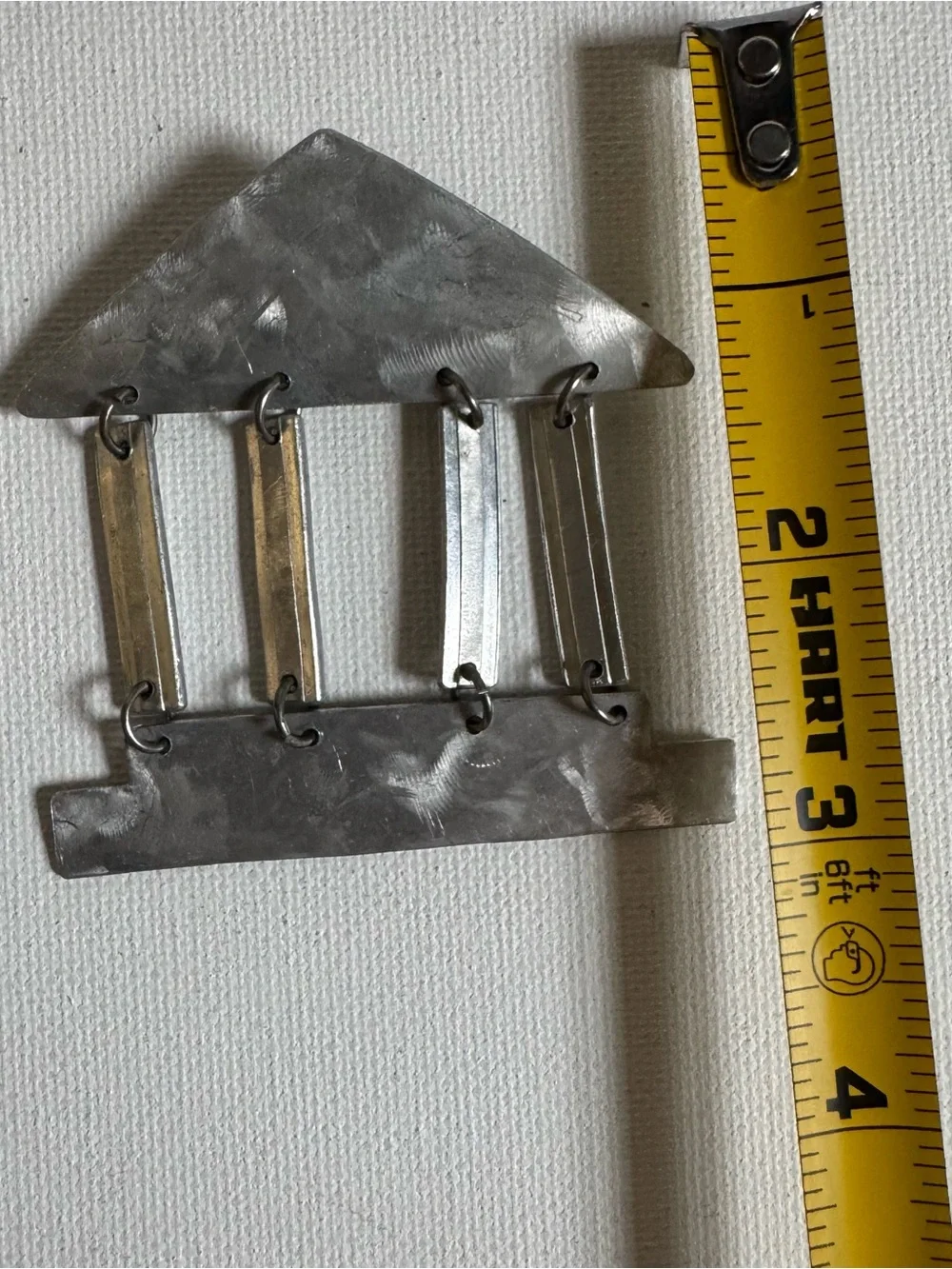 Vtg Jill Fagin Aluminum Architectural Modernist Brooch Pin Statement Signed